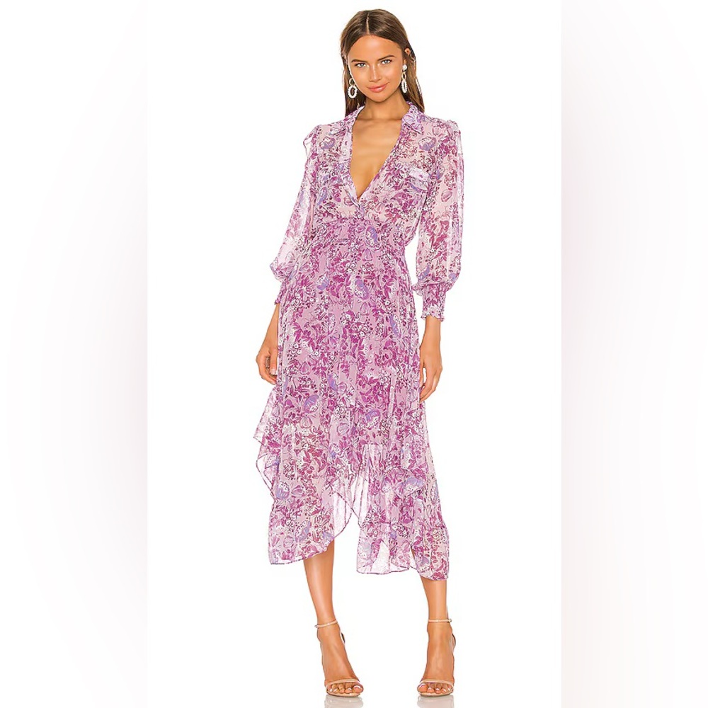 NWT Misa Los Angeles Kaiya Midi Dress Floral Chiffon XS